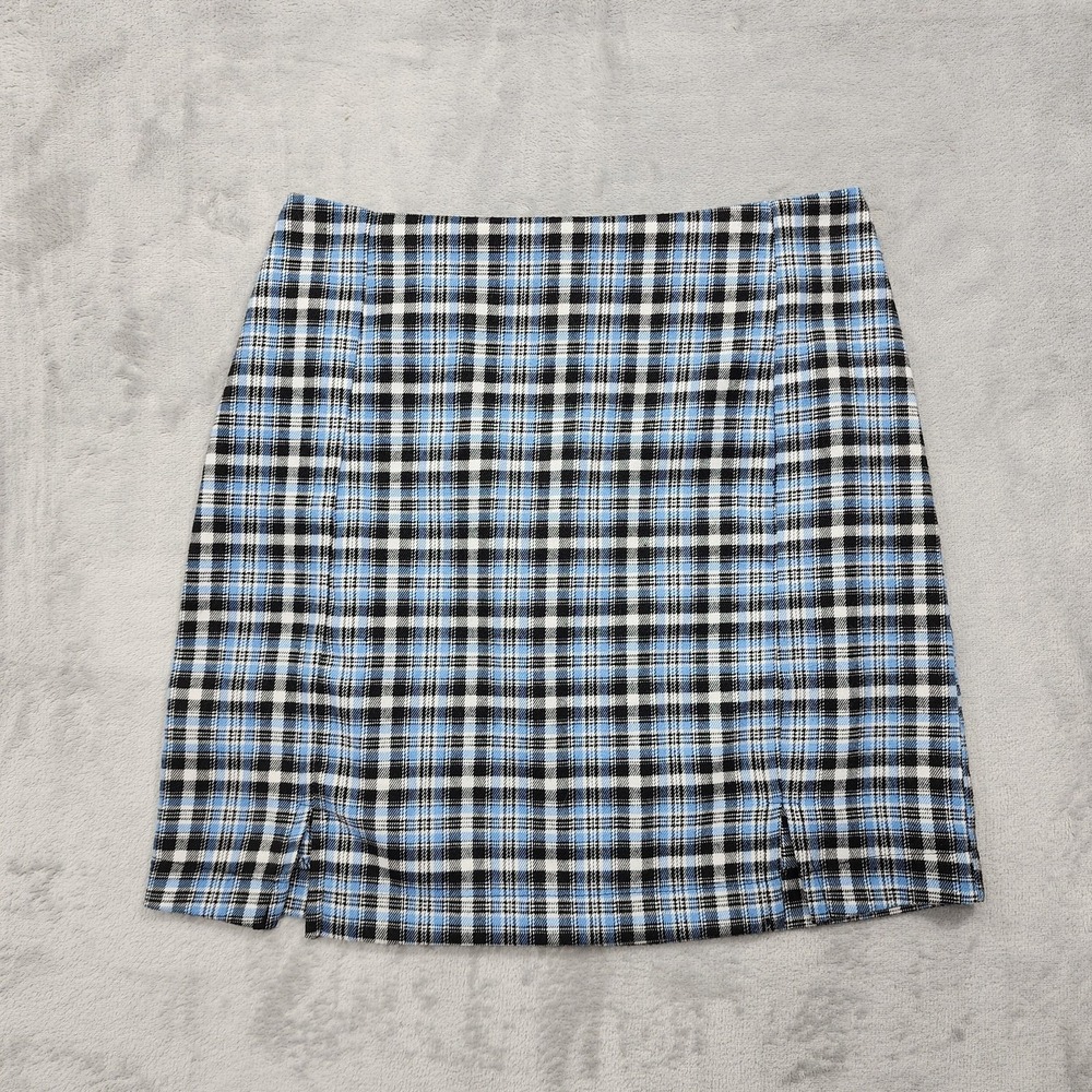 Love On A‎ Hanger Skirt Women 5 Juniors Blue Plaid Pencil Mini Stretch Casual